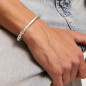 Preview: Pulsera Tubo Plata Cuentas Perlas