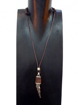 Leather Necklace - Wing Pendant
