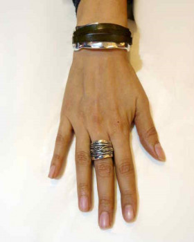 Mat Wide Wire Silver Ring