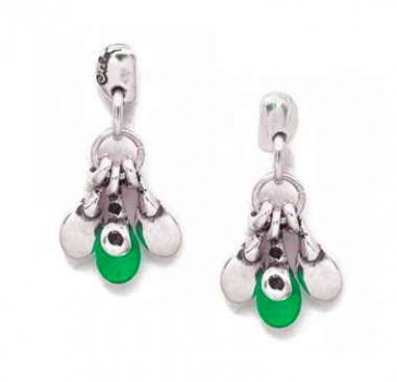Earrings silver and resin drops green