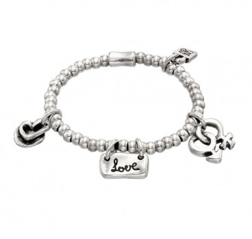 Love charm bracelet silver beads