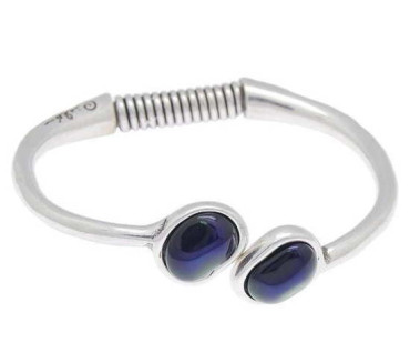 Brazalete esclava plata dos cristales azul