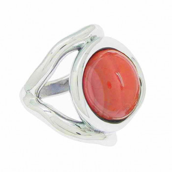 Round Ring Coral Glass Pearl