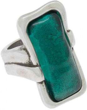 Anillo Cristal Rectangular Turquesa Opaco