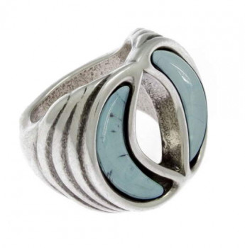Moon shaped turquoise opaque ring