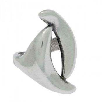 Abstract Silver Ring Half Moon