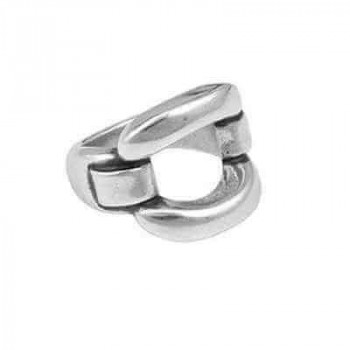 Silver square link ring