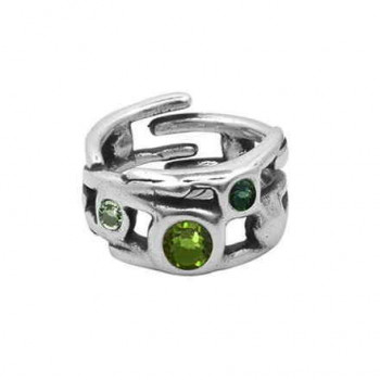 Green beaded crystal ring
