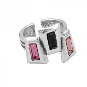 Bague cristal rose trois tons