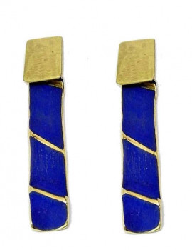 Pendientes azul de material bronce