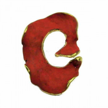 Abstrakter Bronze Ring mit korallenroter Patina