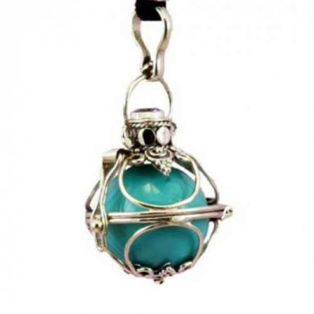 Collier anges appelant avec un pendentif turquoise argent