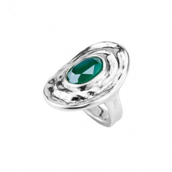 Bague  aztèque cristal vert