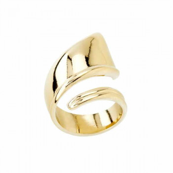 Wide open gold spiral ring