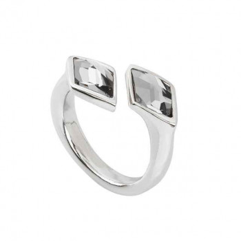 Double eye grey Swarovski crystal ring