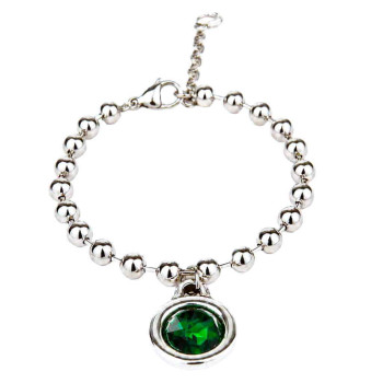 Ball Bead Bracelet Green Crystal