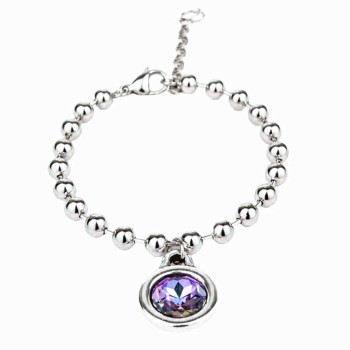 Ball Bead Bracelet Purple Crystal