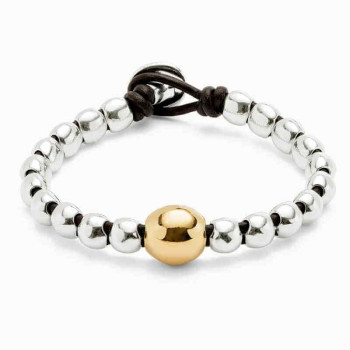 Silver Pearl Bracelet Gold Centerpiece