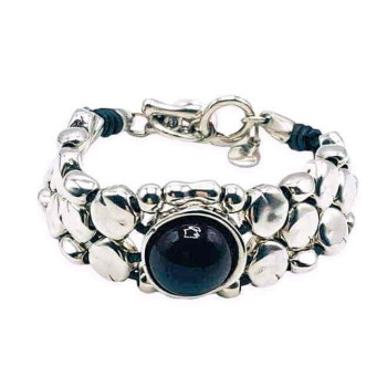 Pulsera varias hileras perla negro