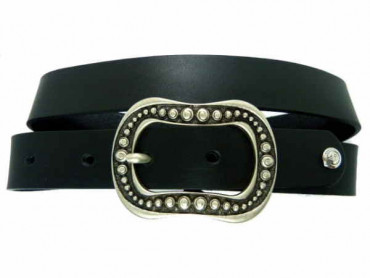 Cowboy belt genuine black leather