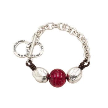 Chain Bracelet Silver Bordeaux Pearls