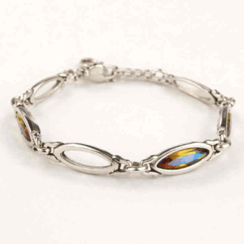 Oval Link Chain Bracelet Cognac-Pink