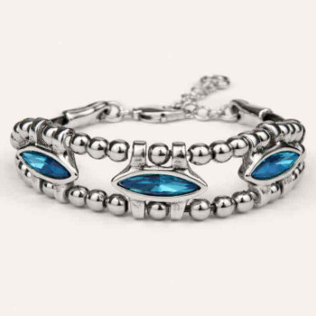 Pulsera Cristal Tres Elipses Azul