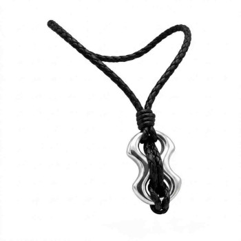 Leather necklace Industrial style pendant