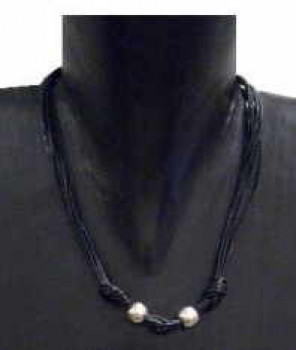 Collier Homme Cuir Dos Perlas