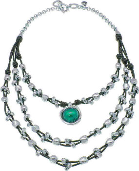 Three strand silver turquoise pendant