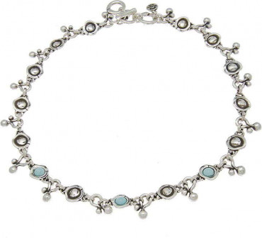 Silver Necklace Irregular Turquoise Pearls