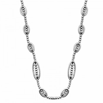 Beaded Silver Necklace - Ovales