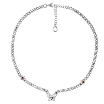 Chain Necklace Pink Crystals