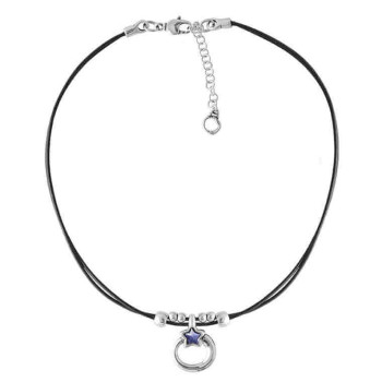 Collar cuero colgante estrella azul