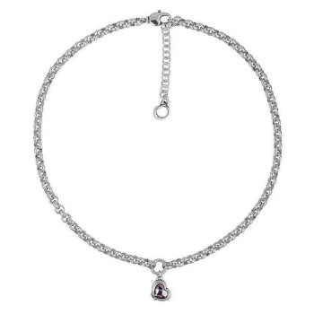 Collar Corto Colgante Corazon Rosado