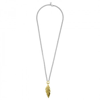 Feather gold pendant necklace
