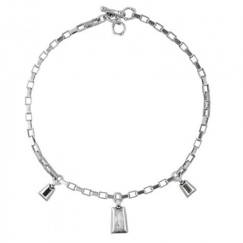 Necklace three grayish crystal pendants