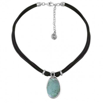 Collier Cuir Cristal Bleu-Vert Clair