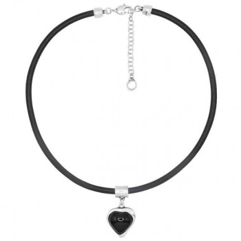 Leather necklace black heart pendant