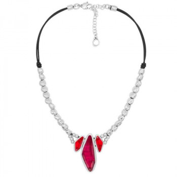 Collier Cristaux Couleur Rouge et Rose