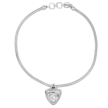 Silberne Schlangenhalskette Transparenter Kristallanhänger