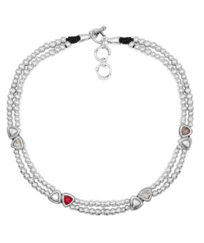 Silver Pearl Necklace Red Swarovski Crystal