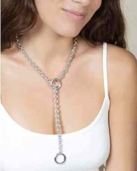 Silver chain tie necklace