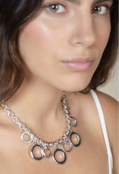 Hoop Pendants Silver Necklace