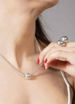Collier chaîne billes argent