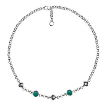 Collar 3 cuentas plata 2 turquesas