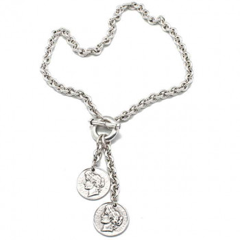 Y Necklace 2 French Coins