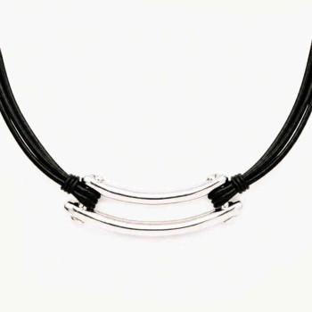 Leather Necklace Rectangle Link
