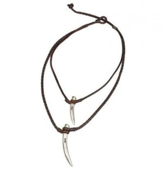 Collier Cuir Deux Cornes Argent