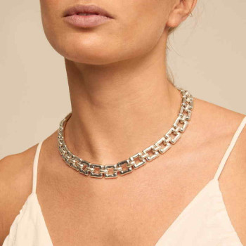 Collier court chaine maillons carres